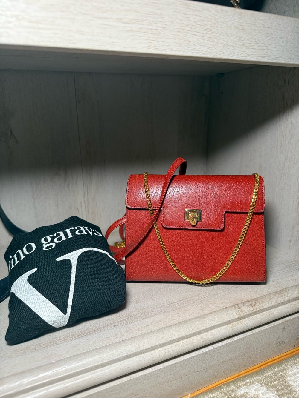 Valentino Garavani Vintage Red Leather Crossbody Bag